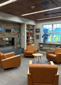 city of unalaska library custom fireplace and seating